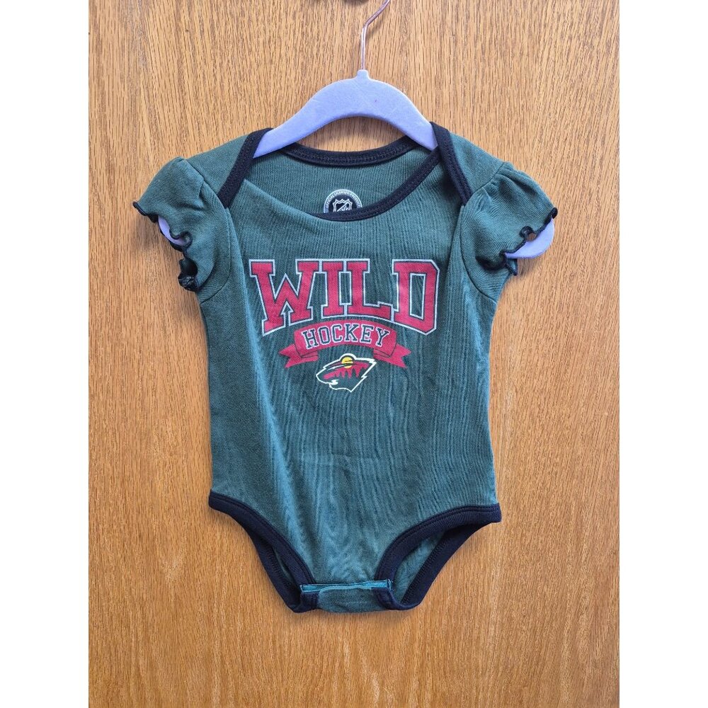 Minnesota Wild Baby Onesie 12M NHL Licensed Green & Black Cotton